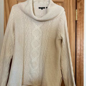 NWOT Jeanne Pierre Large women's cream knit cowl neck sweater